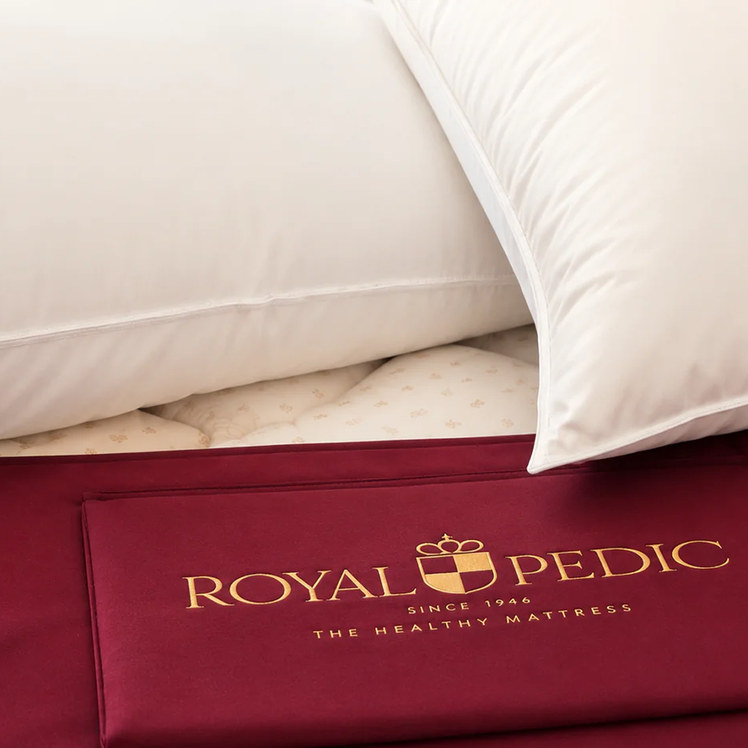Royal-Pedic Siberian White Goose Down Pillow on a Royal-Pedic mattress