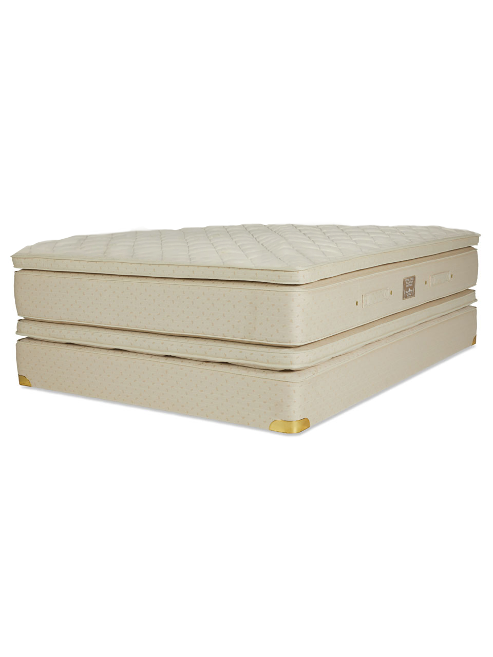 Beige Royal-Pedic - Royal Cloud Pillowtop Mattress and boxspring on a white background